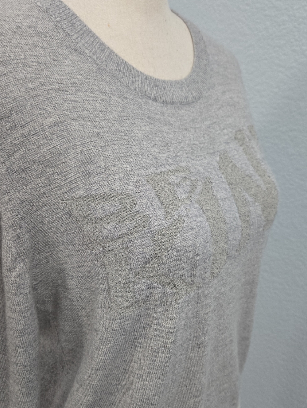 RAG & BONE Be Kind Reflective Light Gray Crewneck Sweater Striped Hem Sz MED - Picture 6 of 9